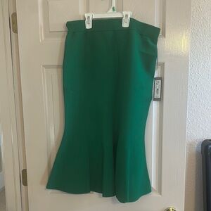 New York & Company Green Midi Trumpet Skirt